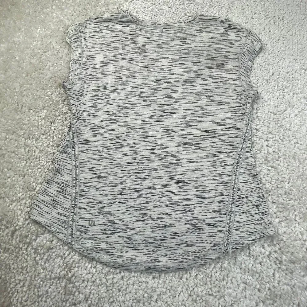 Lululemon Lost In Pace Tee Tiger Space Dye White Black Womens 6
